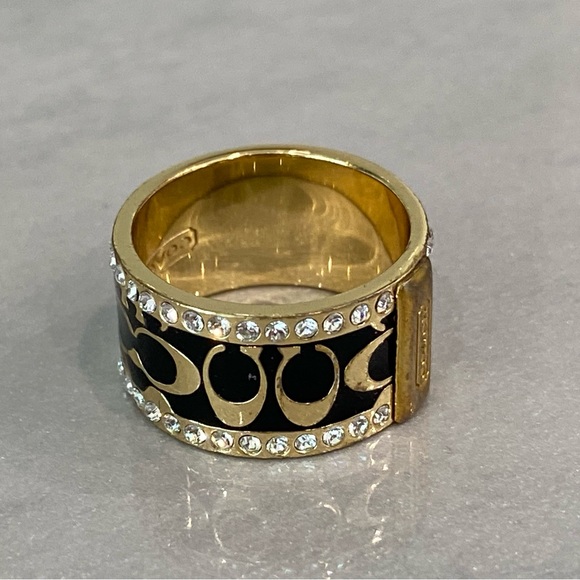 Beautiful Coach Logo Band Ring with Crystal, Size 6 - Picture 5 of 7